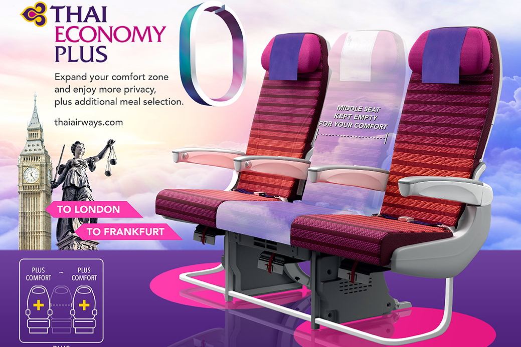 Thai Airways has unveiled plans to launch an Economy Plus class on flights to London and Frankfurt. Click to enlarge.