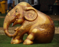 Hand painted elephant parade elephant at 2014 King's Cup Elephant Polo in Bangkok, Thailand