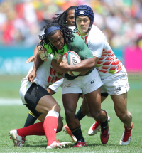 South Africa taking on Japan at the Cathay Pacific / HSBC Hong Kong Sevens 2015.