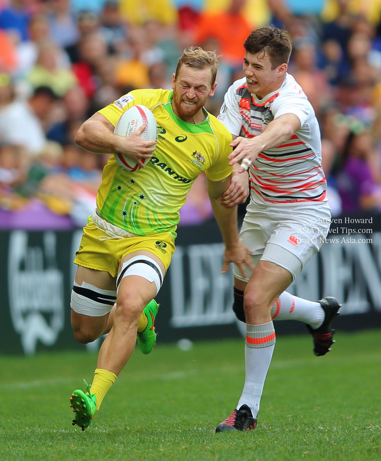 Ben O’Donnell (Australia) in action at the 2018 Cathay Pacific / HSBC Hong Kong Sevens. Pictures taken by Steven Howard of TravelNewsAsia.com Click to enlarge.