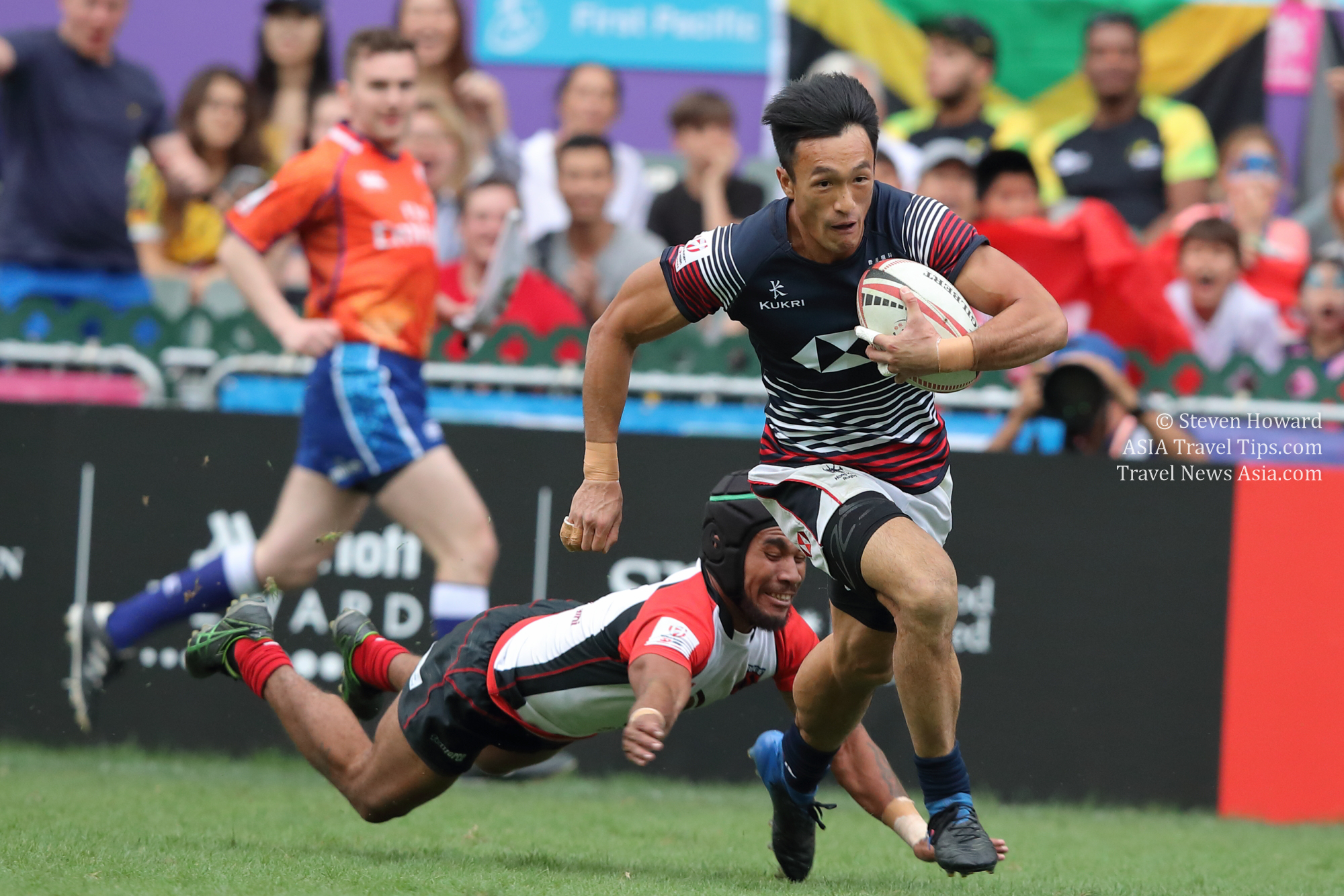 Hong Kong in action during the 2018 Cathay Pacific / HSBC Hong Kong Sevens tournament. Picture by Steven Howard of TravelNewsAsia.com. Click to enlarge.