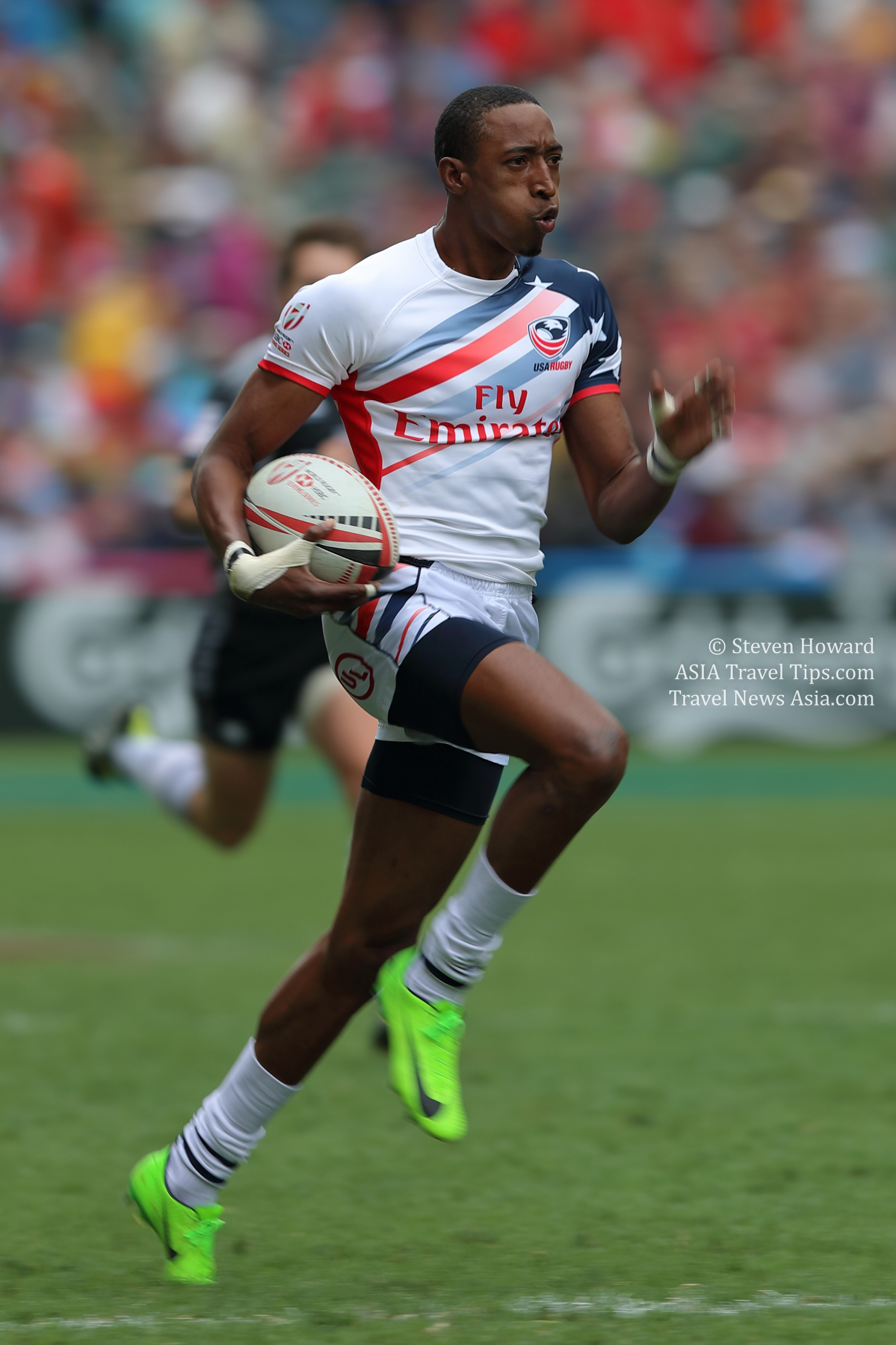 Perry Baker in action at the 2018 Cathay Pacific / HSBC Hong Kong Sevens. Pictures taken by Steven Howard of TravelNewsAsia.com Click to enlarge.