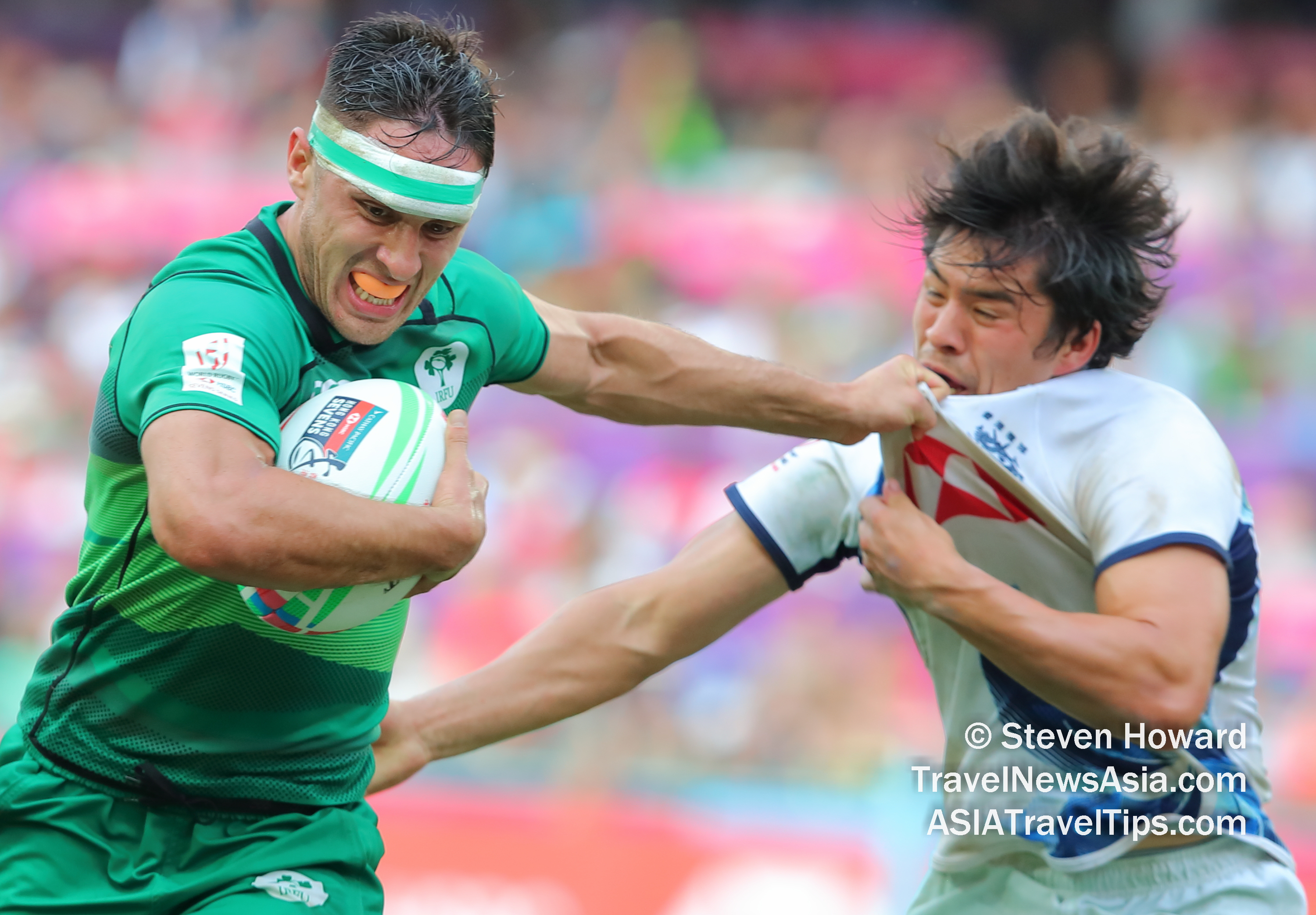 Action from the Cathay Pacific / HSBC Hong Kong Sevens 2019. The Hong Kong Sevens is widely regarded as the greatest 7s spectacle on earth. Picture by Steven Howard of TravelNewsAsia.com Click to enlarge.