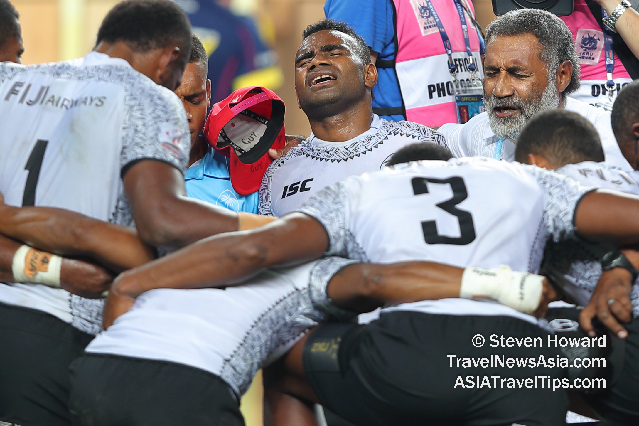Rio 2016 Olympic champions Fiji celebrate winning the 5th consecutive Cathay Pacific / HSBC Hong Kong Sevens title in 2019. Picture by Steven Howard of TravelNewsAsia.com Click to enlarge.