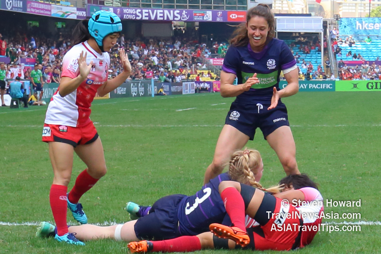 Scotland Women scoring a try against Japan Women at the Cathay Pacific / HSBC Hong Kong Sevens 2019. Picture by Steven Howard of TravelNewsAsia.com Click to enlarge.