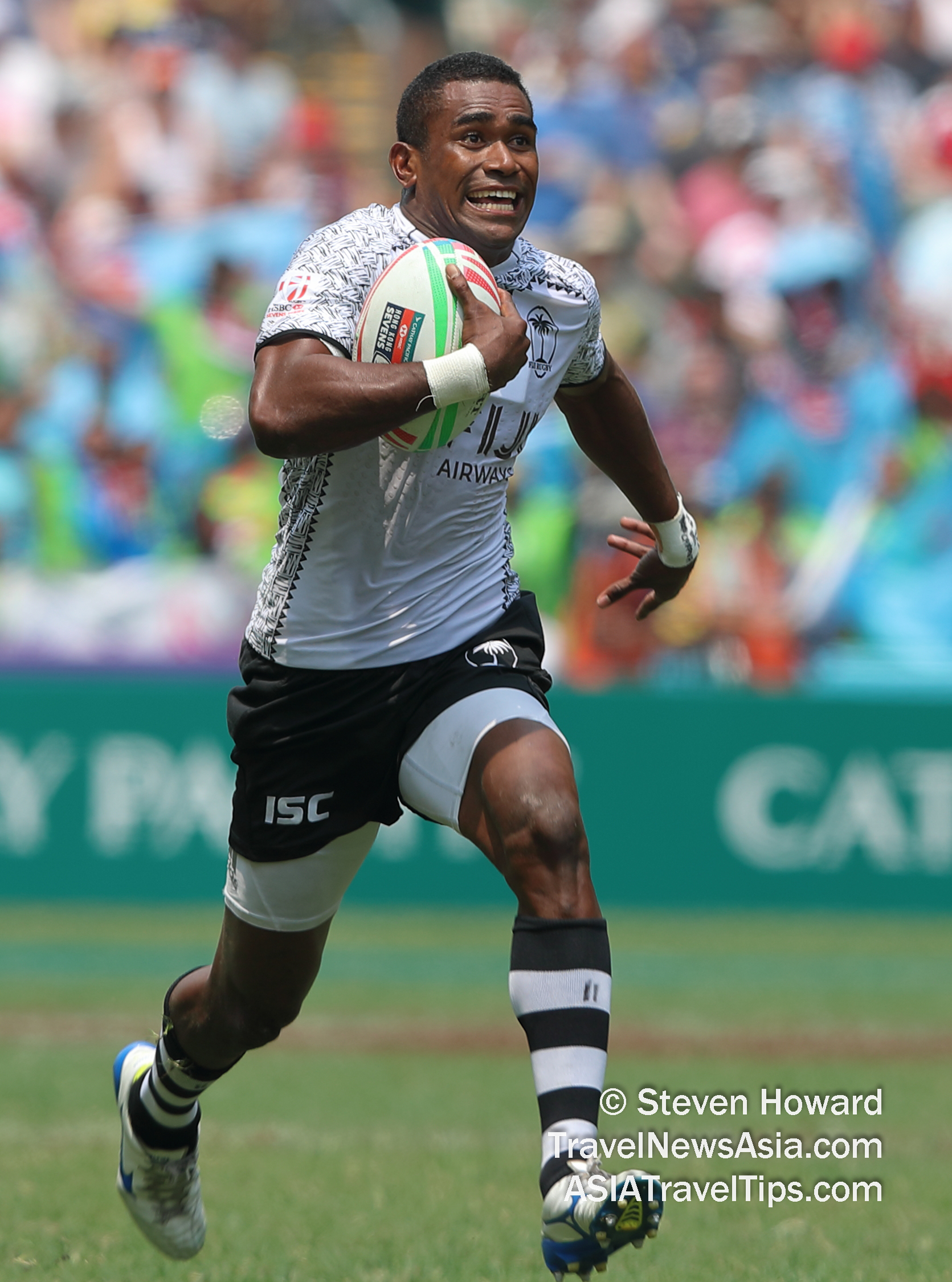 Fiji went into this last stop of the series in Paris already two points ahead of the USA, and marched on to cap their series-clinching day with the tournament victory after beating New Zealand 35-24 in the Cup Final. Picture from HK7s 2019 by Steven Howard of TravelNewsAsia.com Click to enlarge.