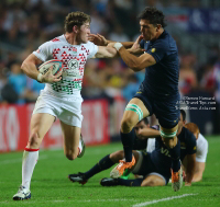 England Rugby Sevens Team in action in Hong Kong