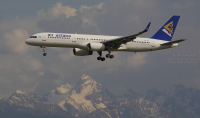 Air Astana Boeing 757-200 reg: P4-FAS coming into land at Almaty, Kazakhstan.