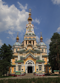 The Ascension Cathedral, also known as Zenkov Cathedral，is a Russian Orthodox cathedral located in Panfilov Park in Almaty, Kazakhstan