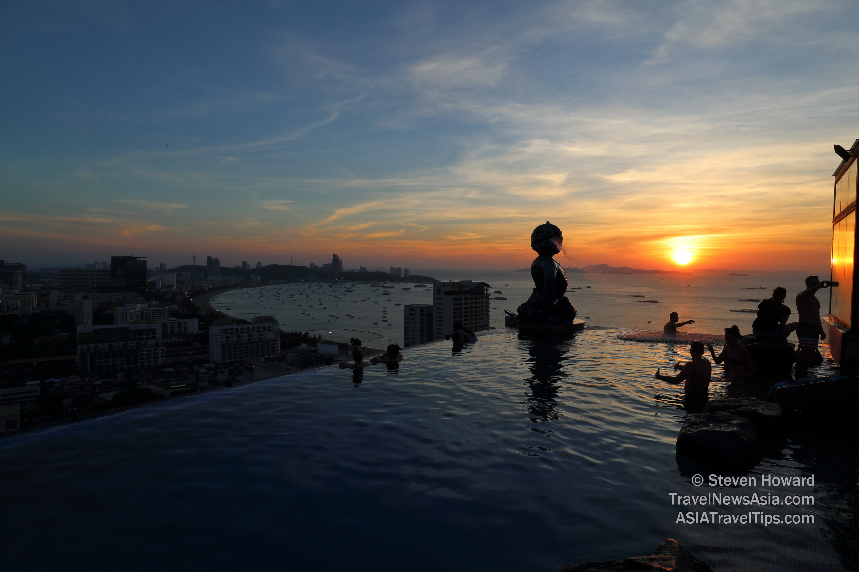 Sunset view from the Sky Bar at Siam@Siam Design Hotel in Pattaya, Thailand