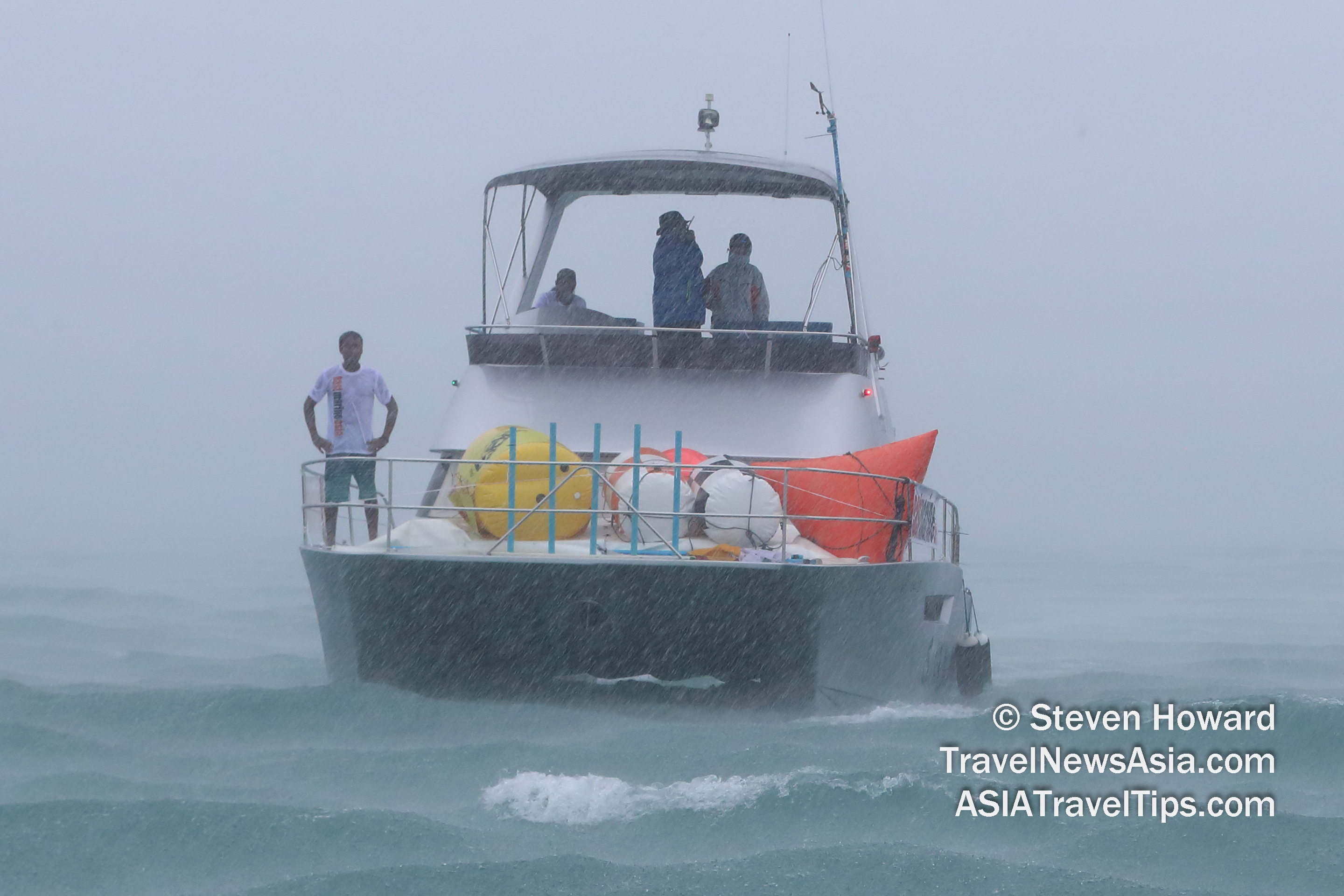 Thunder storms, torrential rain, lightning and very poor visibility meant that there was no racing on Day 1 of the Cape Panwa Hotel Phuket Raceweek 2019. Picture by Steven Howard of TravelNewsAsia.com Click to enlarge.