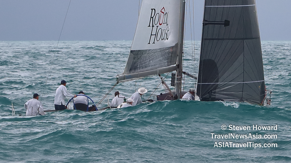 Racing did not last long on Friday as ferocious wind, rain and near two-metre swells dropped visibility to next to nothing and forced Race Management to call the sailors back. Picture by Steven Howard of TravelNewsAsia.com Click to enlarge.