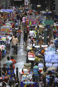 Pictures of Songkran 2012, taken on Friday, 13 April 2012, on Silom Road in Bangkok.