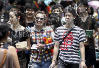 Pictures of Songkran 2012, taken on Friday, 13 April 2012, on Silom Road in Bangkok.