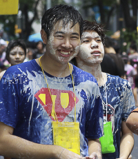 Pictures of Songkran 2012, taken on Friday, 13 April 2012, on Silom Road in Bangkok.