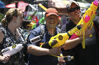 Pictures of Songkran 2012, taken on Friday, 13 April 2012, on Silom Road in Bangkok.