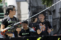 Pictures of Songkran 2012, taken on Friday, 13 April 2012, on Silom Road in Bangkok.