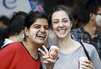 Pictures of Songkran 2012, taken on Friday, 13 April 2012, on Silom Road in Bangkok.