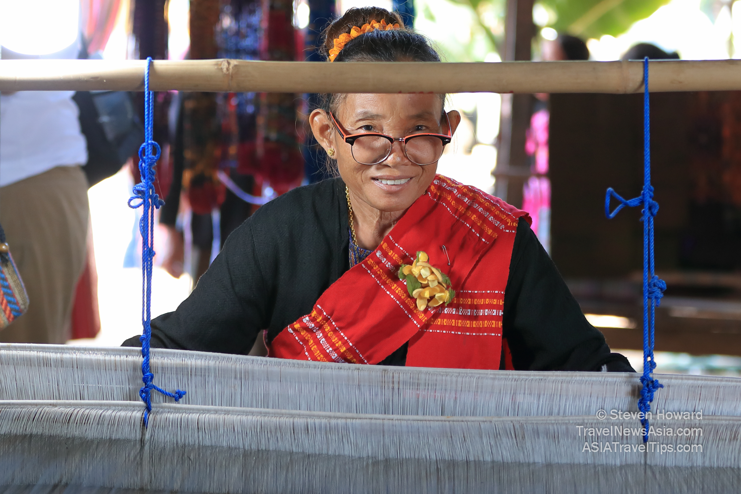 There are many things to do and see in the less well-known provinces of Thailand. This lady is making cloth in Sisaket. Picture by Steven Howard of TravelNewsAsia.com Click to enlarge.