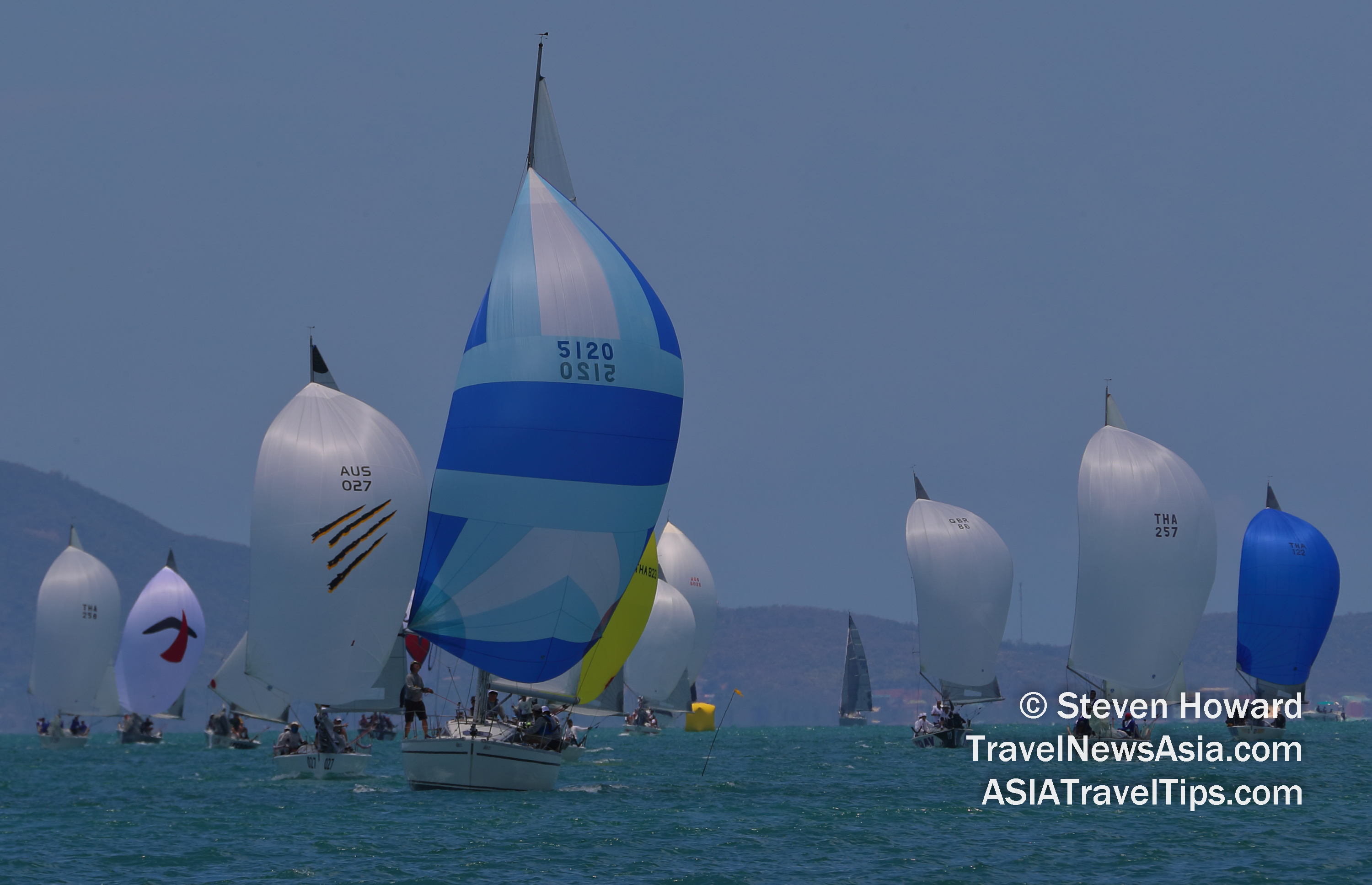 Yachts compete in the Top of the Gulf Regatta 2019 in Pattaya, Thailand. Picture by Steven Howard of TravelNewsAsia.com Click to enlarge.