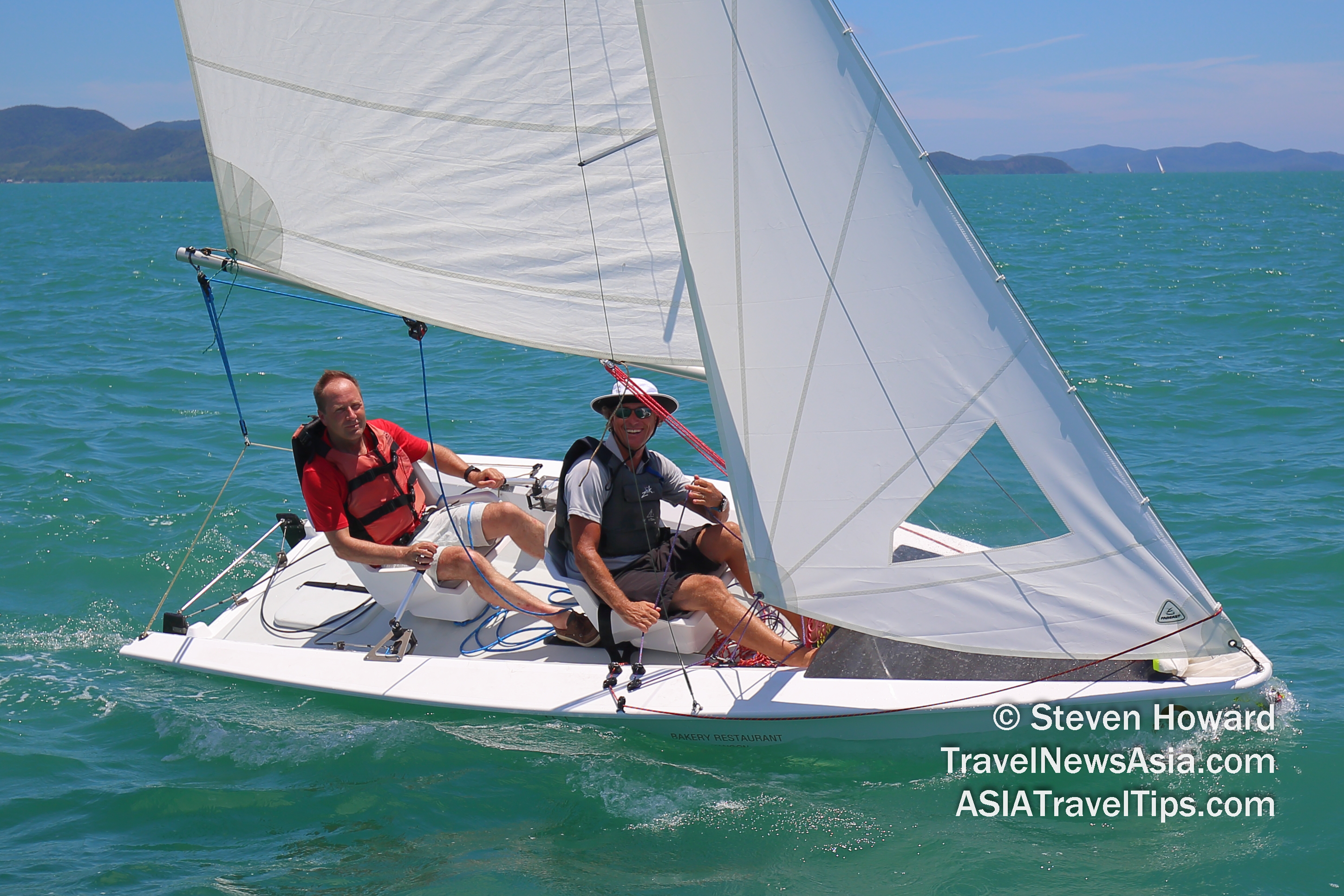 Maarten Voogd enjoying the S\V14 Two-Person Dinghy that he and his company - Simonis Voogd Yacht Design - helped to create. Maarten was in Pattaya, Thailand to attend the 15th annual Top of the Gulf Regatta where the S\V14 Two-Person Dinghy will be racing for the first time. Picture by Steven Howard of TravelNewsAsia.com Click to enlarge.