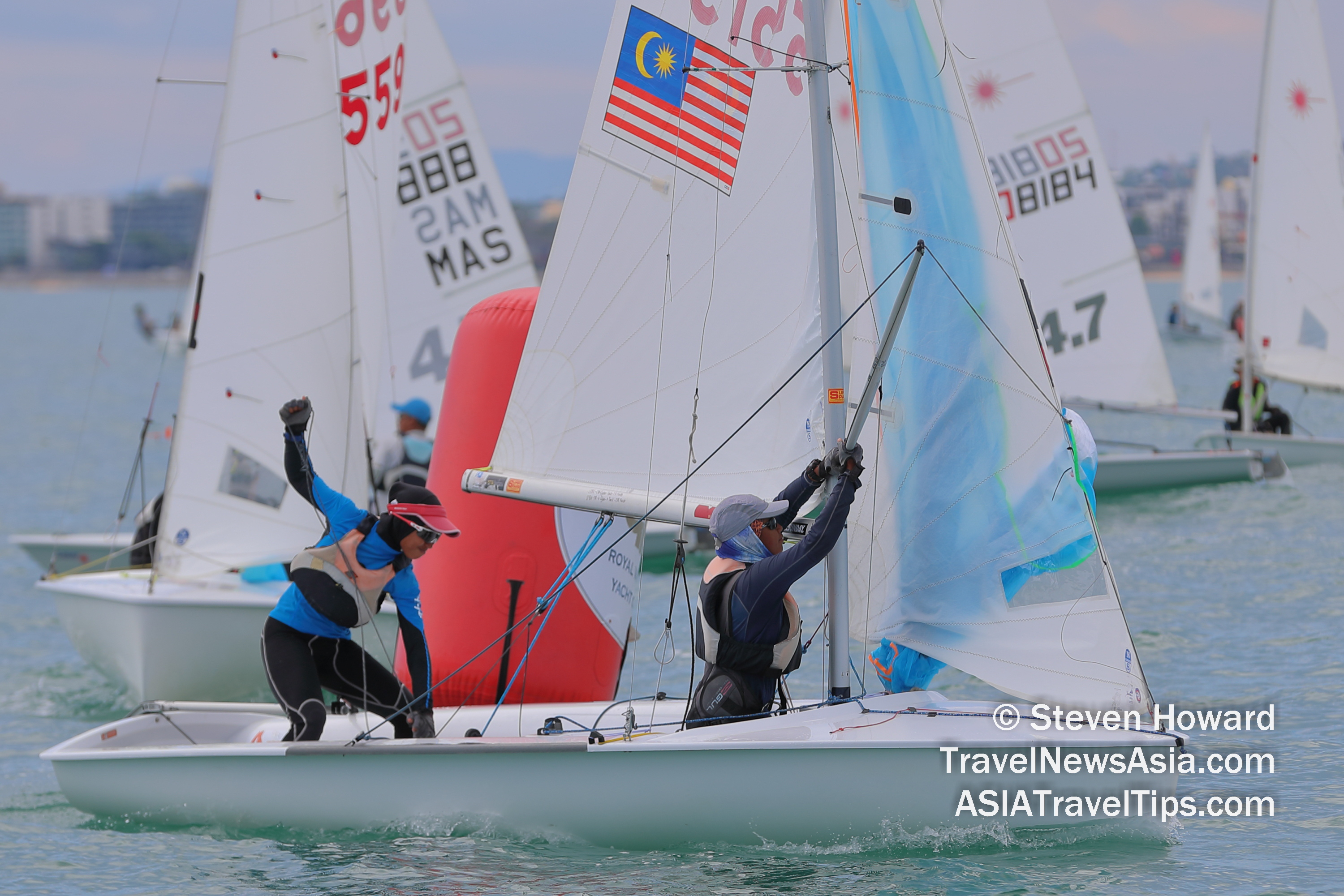 Dinghy action on Day 2 of the Top of the Gulf Regatta 2019 in Pattaya, Thailand Picture by Steven Howard of TravelNewsAsia.com Click to enlarge.