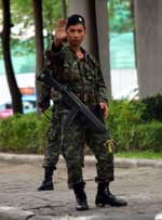 Some soldiers were not too keen to have their picture taken - Thailand Coup 2006