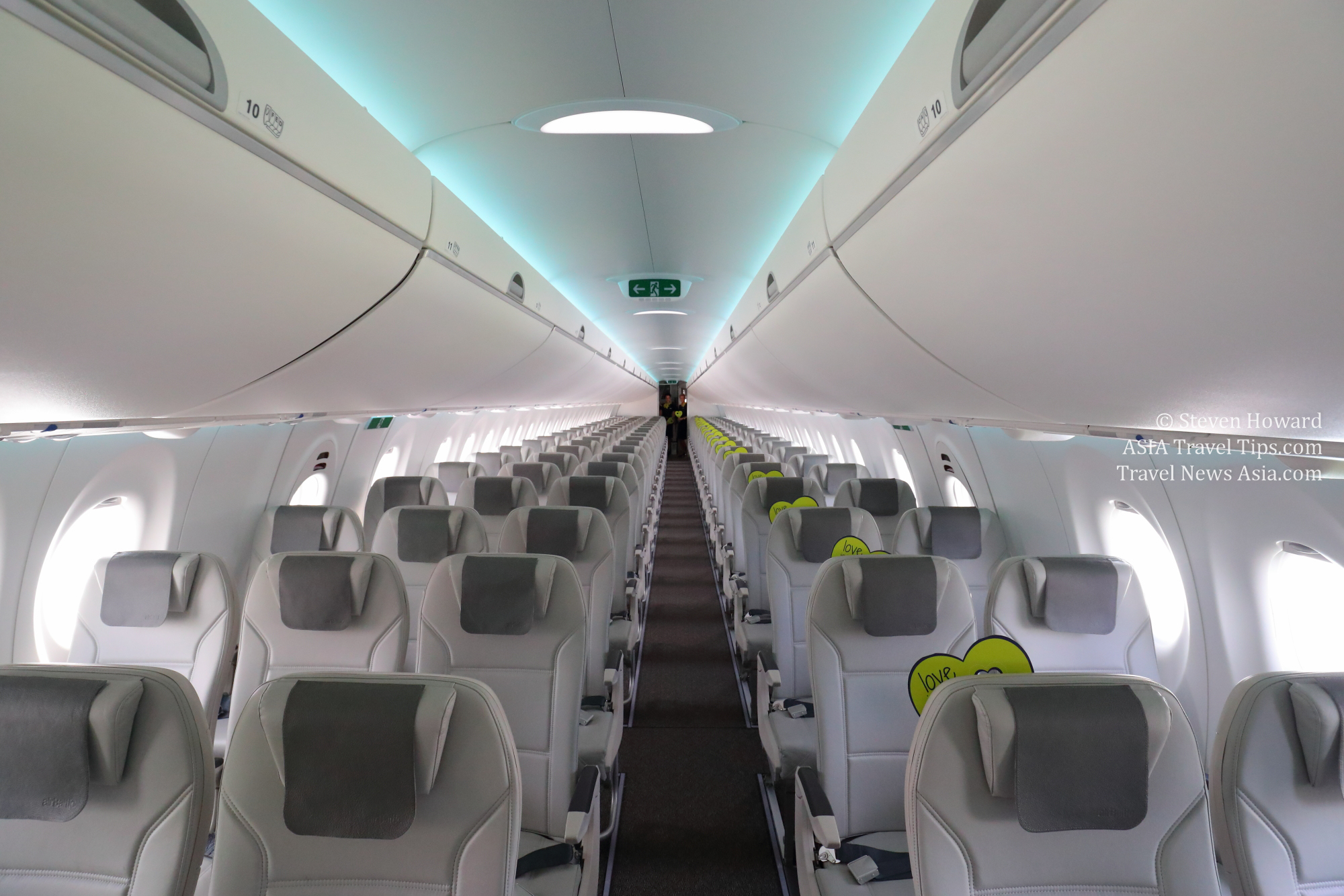 Interior of an airBaltic Airbus A220-300. Picture by Steven Howard of TravelNewsAsia.com Click to enlarge.