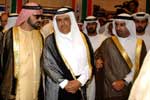 His Highness Sheikh Hamdan bin Rashid Al Maktoum (left), HH Sheikh Mohammed bin Rashid Al Maktoum (centre) and DWTC Director General, Mubarak bin Fahad at the opening of GITEX 2003