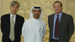 DWTC Director General, Mubarak bin Fahad (Centre) with officials from Sony Mr. Yokota (right ) and Mr Deering