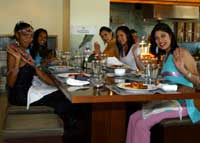 Miss World 2005 contestants enjoying lunch at the Sheraton Sanya Resort in China