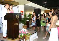 Miss World 2005 contestants being greeted at the Sheraton Sanya Resort on Hainan Island - China