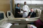 Gulf Air launches revamped Firs and Business Class - Shane O'Hare, Gulf Air's Head of Marketing tries outt he new seats