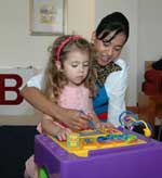 Sky Nanny Yee Lee at work in Gulf Air's First and Business Class Lounge at Bahrain International Airport