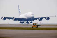 Airbus A380 touching down in Hong Kong for the first-ever time - click to enlarge