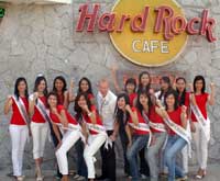 Contestants of the Miss Chinese-Pattaya 2006 in front of Hard Rock Cafe Pattaya with Hard Rock Hotel and Cafe Executive Assistant Manager, Urs 'Mee' Mosimann