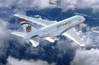The Airbus A380 in Etihad Airways livery will conduct fly past over Dubai and Sharjah before landing in Abu Dhabi on Monday 24 July, 2006