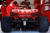 Rear view of the amazing Ferrari F1 Car with Etihad Airways' advertising - click to enlarge (opens in a new window)