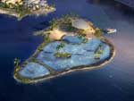 OQYANA World First Great Barrier Island and Reef Lagoon - OQYANA World First is the first and largest of all developers on The World with 22 islands that form the shape of the Australian and New Zealand islands - click to enlage (opens in a new window)