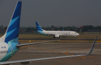 Garuda Indonesia aircraft at SoekarnoHatta International Airport in Jakarta