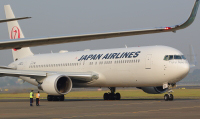 Japan Airlines (JAL) Boeing 767-346ER reg: JA621J at Soekarno–Hatta International Airport in Jakarta, Indonesia.