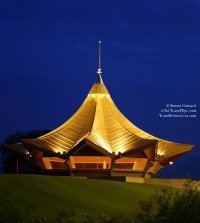 Unusual view of part of the Sarawak legislative assembly building in Kuching, Malaysia.