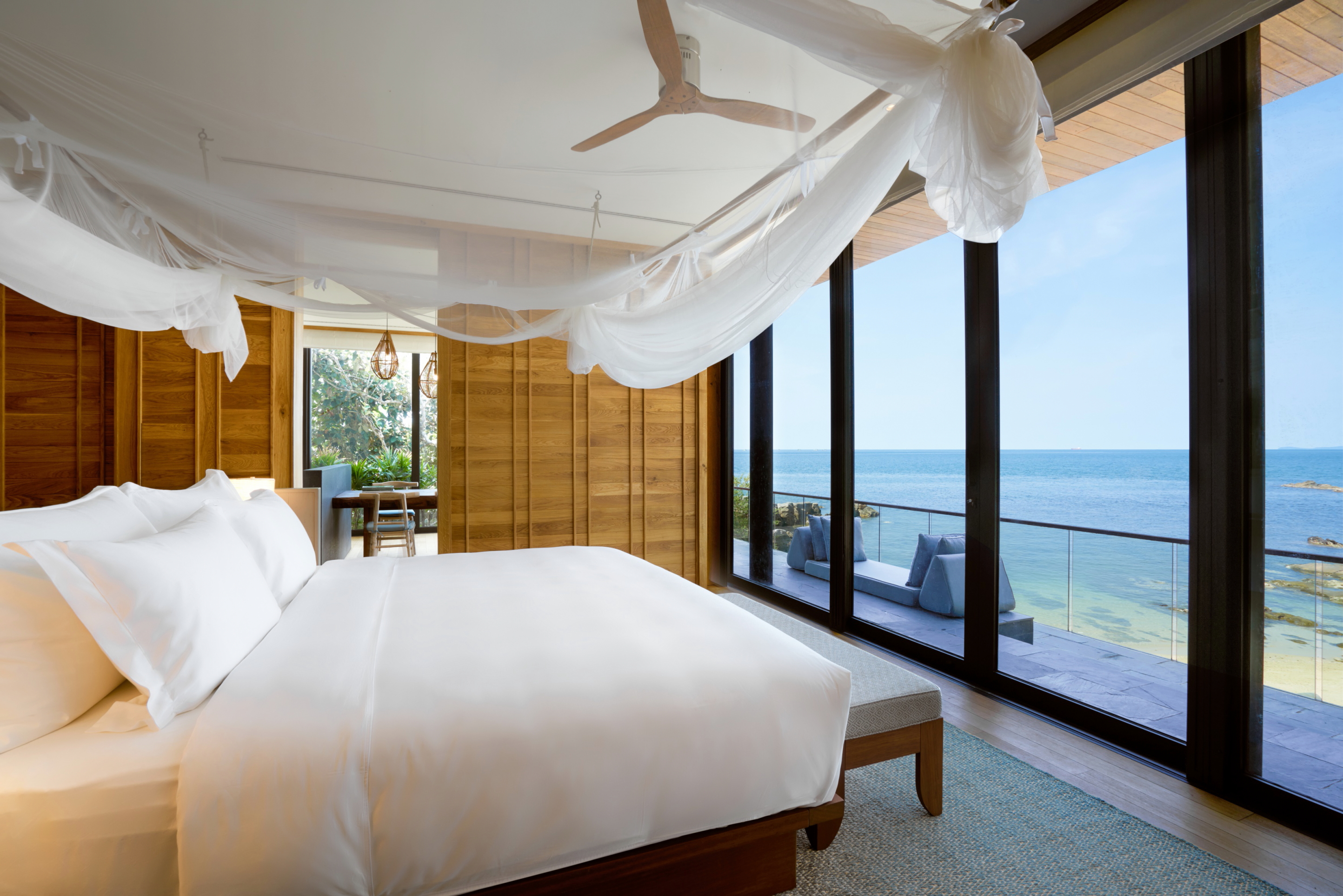 What dreams are made of.... Bedroom of a Beach Retreat at the Six Senses resort on Krabey Island in Cambodia. Click to enlarge.