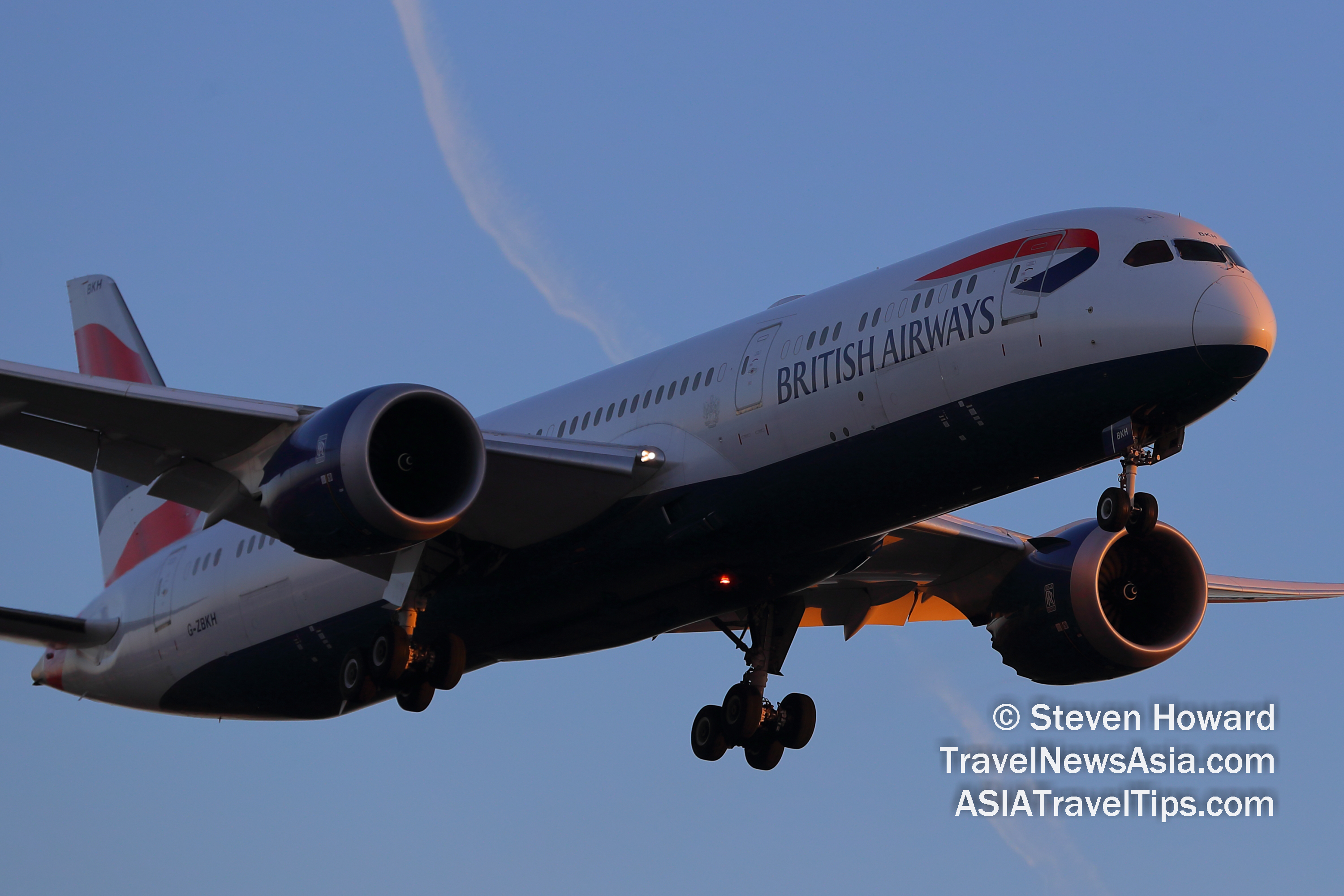 British Airways Boeing 787-9 reg: G-ZBKH. Picture by Steven Howard of TravelNewsAsia.com Click to enlarge.