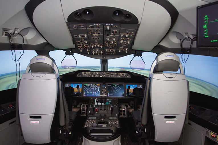Etihad Aviation Boeing 787 simulator. Click to enlarge.