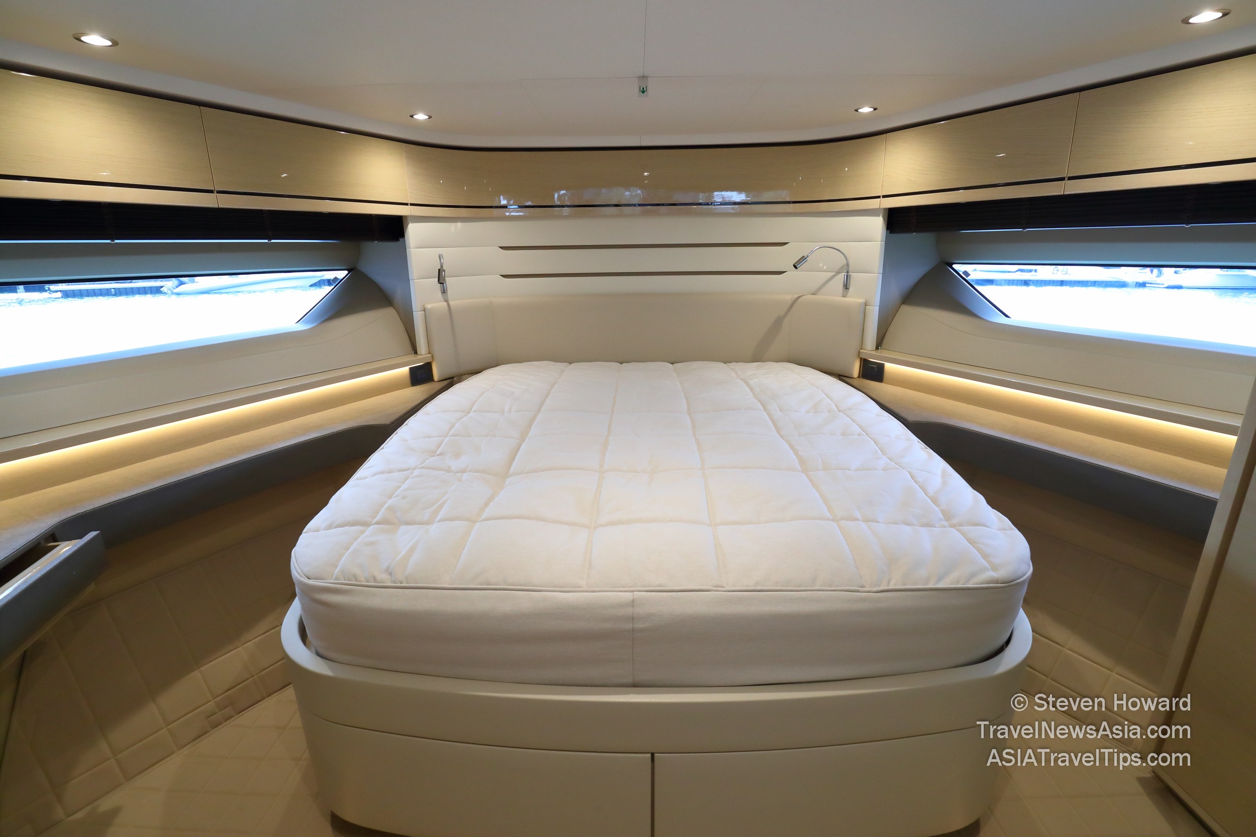 Luxurious bedroom on a luxury yacht in Thailand. Picture by Steven Howard of TravelNewsAsia.com Click to enlarge.