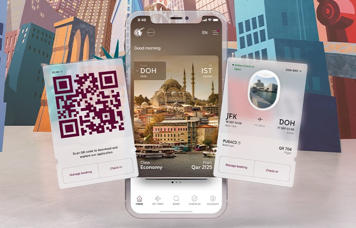 Qatar Airways has made significant changes to its mobile app. The updates enable passengers to plan their travel with greater ease, and help minimise physical contact and interactions throughout their journey. Click to enlarge.