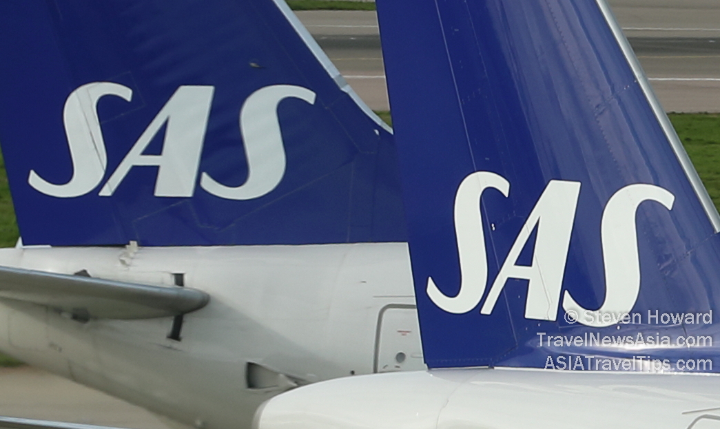 Scandinavian Airlines (SAS) tailfins. Picture by Steven Howard of TravelNewsAsia.com Click to enlarge.