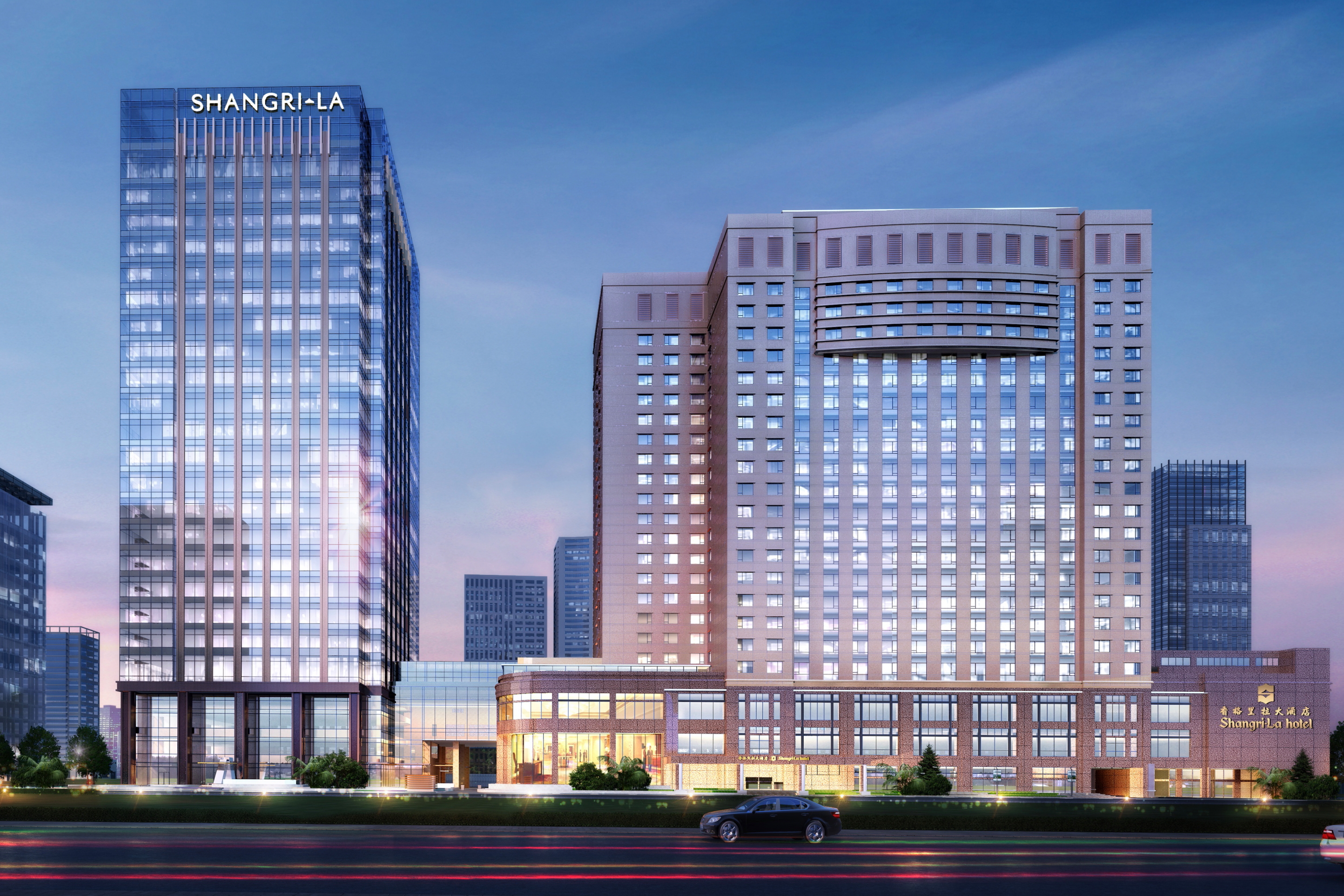 The Shangri-La Centre, Wuhan office building is located next to the Shangri-La Hotel, Wuhan. Click to enlarge.