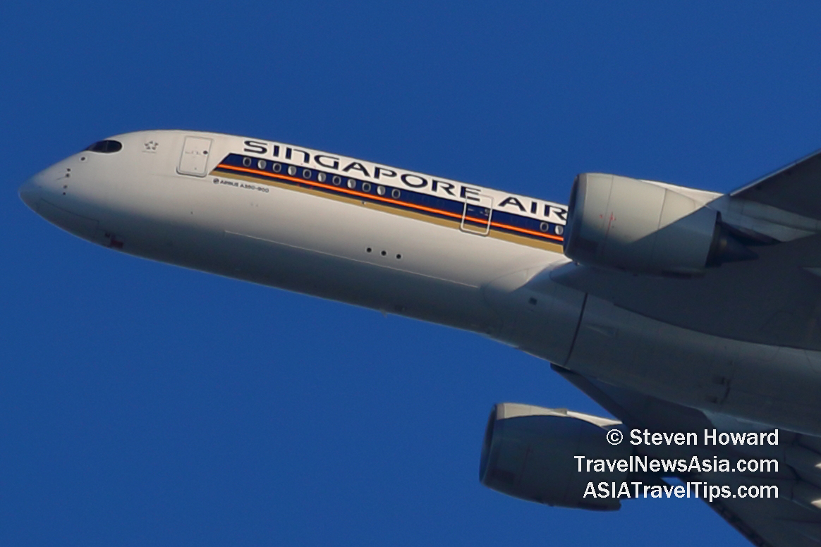 Singapore Airlines Airbus A350-900 reg: 9V-SMS. Picture by Steven Howard of TravelNewsAsia.com Click to enlarge.